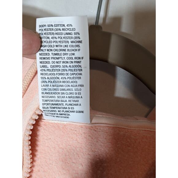 All in Motion Fleece Jacket Small Peach Hoodie Full Zip Long Sleeve Sweatshirt - Picture 6 of 11
